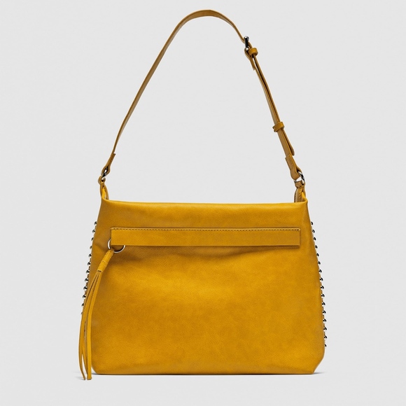 Zara Handbags - Zara Studded Bucket Shoulder Bag Fringe Yellow
